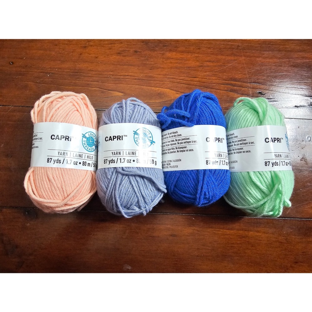 Loops Threads Capri Yarn 4 Skeins Apricot Grey Blue Mint Hilo Weight‎